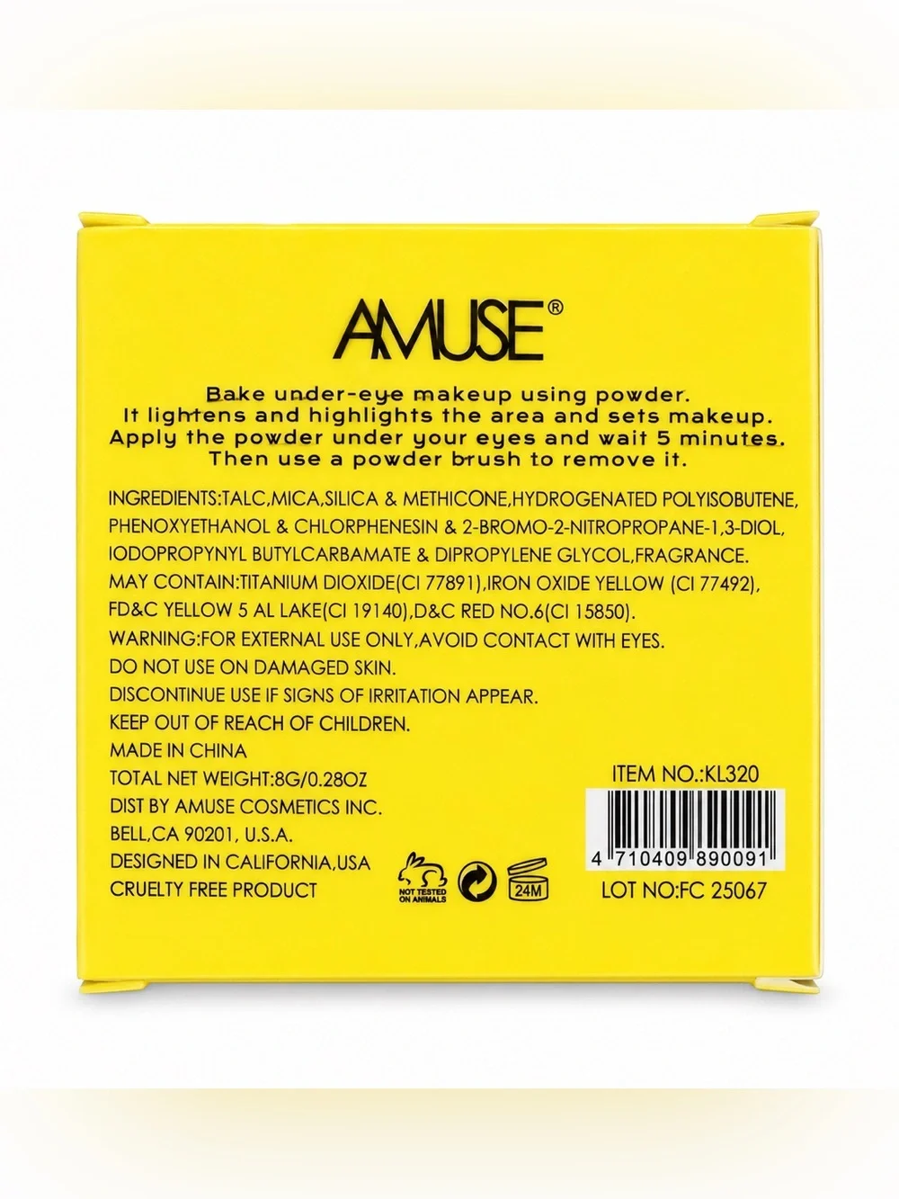 AMUSE Banana Yellow Translucent Loose Setting Powder Brighten Baking Foundation